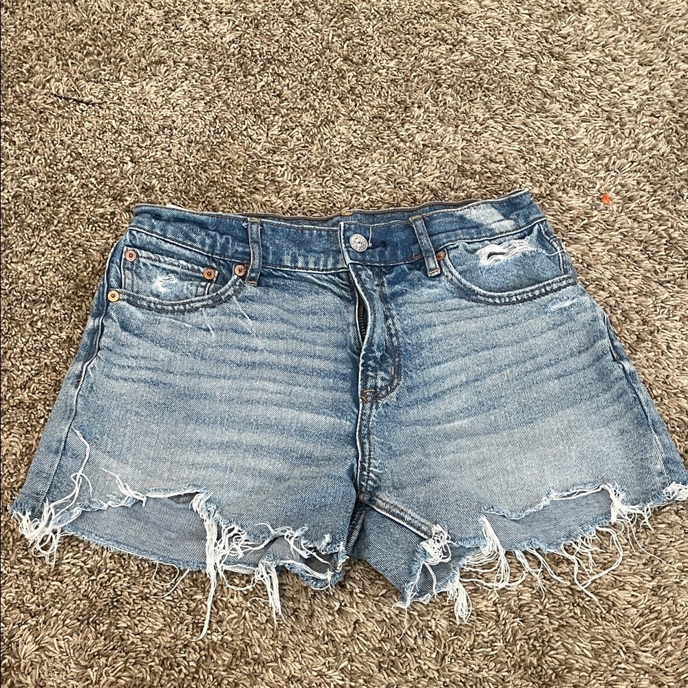 American Eagle Outfitters Blue Distressed Jean Shorts